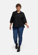 'Veloura' blouse – linen blend, lace hem